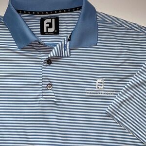 FootJoy men’s polo shirt light blue and white size L